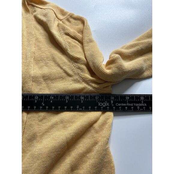 Eileen Fisher Sweater Womens Medium Cardigan 100% Linen Yellow Lightweight - Picture 5 of 6